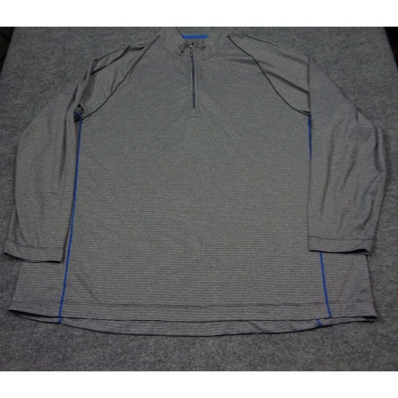 Tommy Bahama Pullover Mens 2XL Gray Stripe 1/4 Zip Performance Islandzone Golf - Picture 1 of 8